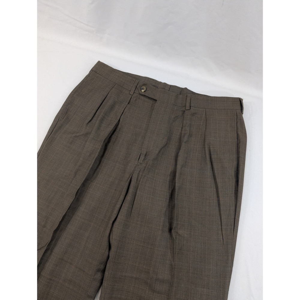 Harold Powell 36x30‎ Wool Blend Trousers Pleated Cuffed (38x32 Tag) Brown